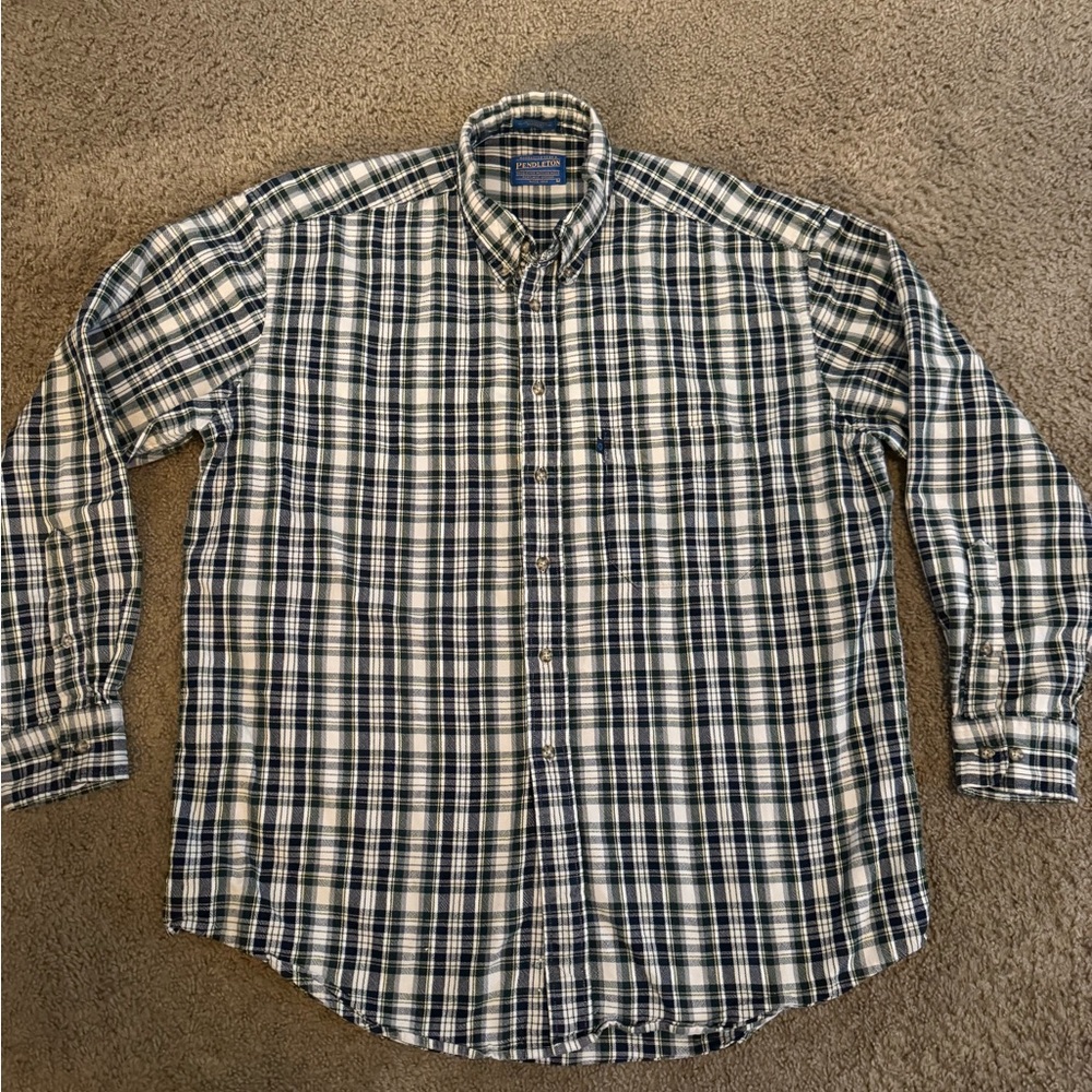 Pendleton Button Up Blue Green Plaid - image 1